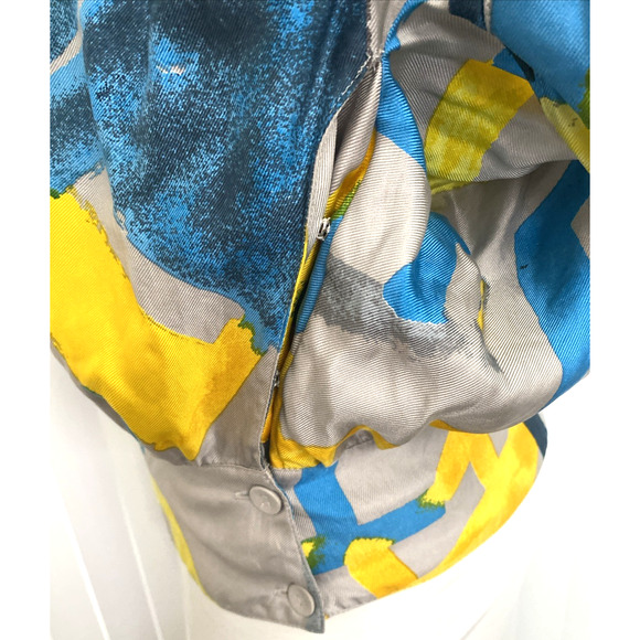 See By Chloe Short Dolman Sleeve Blouse Top Silk Abstract Print Square Neck 10 M - Picture 5 of 9